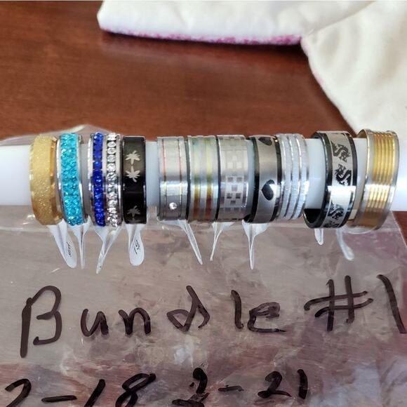 RINGS lot 11 nwt stainless steel rings various patterns‎ and colors 18… - Picture 1 of 3